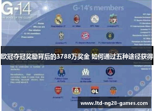 欧冠夺冠奖励背后的3788万奖金 如何通过五种途径获得