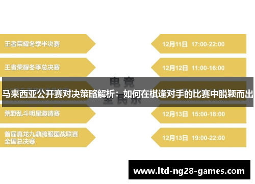 马来西亚公开赛对决策略解析：如何在棋逢对手的比赛中脱颖而出